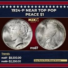 1924-p Peace Dollar Near Top Pop $1 ms67 SEGS