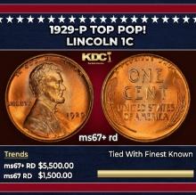 1929-p Lincoln Cent TOP POP! 1c ms67+ rd SEGS