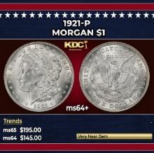 1921-p Morgan Dollar $1 Grades ms64+