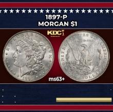 1897-p Morgan Dollar $1 Grades ms63+