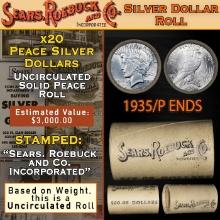 20 Coin SEARS Roll UNC Peace Dollars $1 1935/'P' Rev End