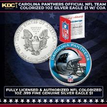 Carolina Panthers Official NFL Team Colorized 1oz Silver Eagle $1 w/ COA Other Toy