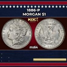 1886-p Morgan Dollar $1 Grades ms64