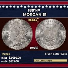 1891-p Morgan Dollar $1 ms65 SEGS