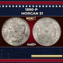 1890-p Morgan Dollar $1 Grades ms63+