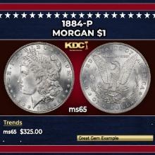 1884-p Morgan Dollar $1 Grades ms65