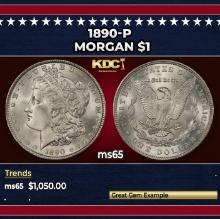 1890-p Morgan Dollar $1 ms65 SEGS