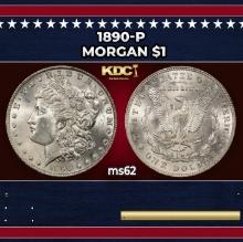 1890-p Morgan Dollar $1 Grades ms62