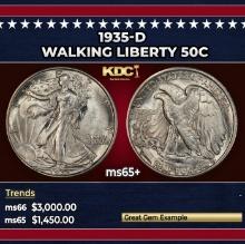 1935-d Walking Liberty Half Dollar 50c ms65+ SEGS