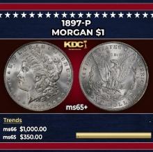 1897-p Morgan Dollar $1 Grades ms65+