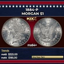 1884-p Morgan Dollar $1 Grades ms64+