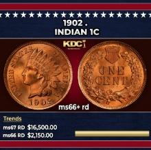 1902 Indian Cent . 1c ms66+ rd SEGS