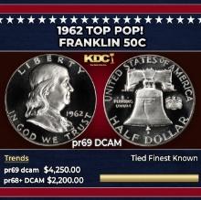 1962 Proof Franklin Half Dollar TOP POP! 50c pr69 DCAM SEGS