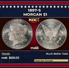 1897-s Morgan Dollar $1 Grades ms65