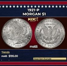1921-p Morgan Dollar $1 Grades ms65