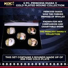 5 Coin Princess Diana V Gold Plated Round Collection