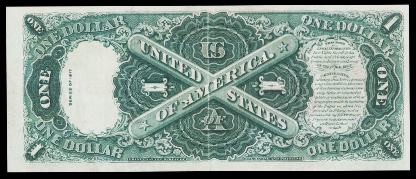 1917 $1 Large Size Legal Tender Note Grades Select AU Signatures Elliott/White