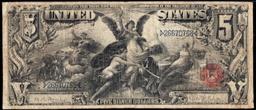 1896 $5 Blue Seal Silver Certificate Grades vf+ Signatures Bruce/Roberts