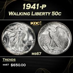 1941-p Walking Liberty Half Dollar 50c ms67 SEGS