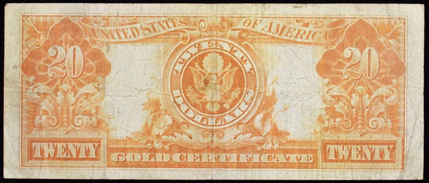 1922 $20 Large Size Gold Certificate Grades vf+ Signatures Speelman/White