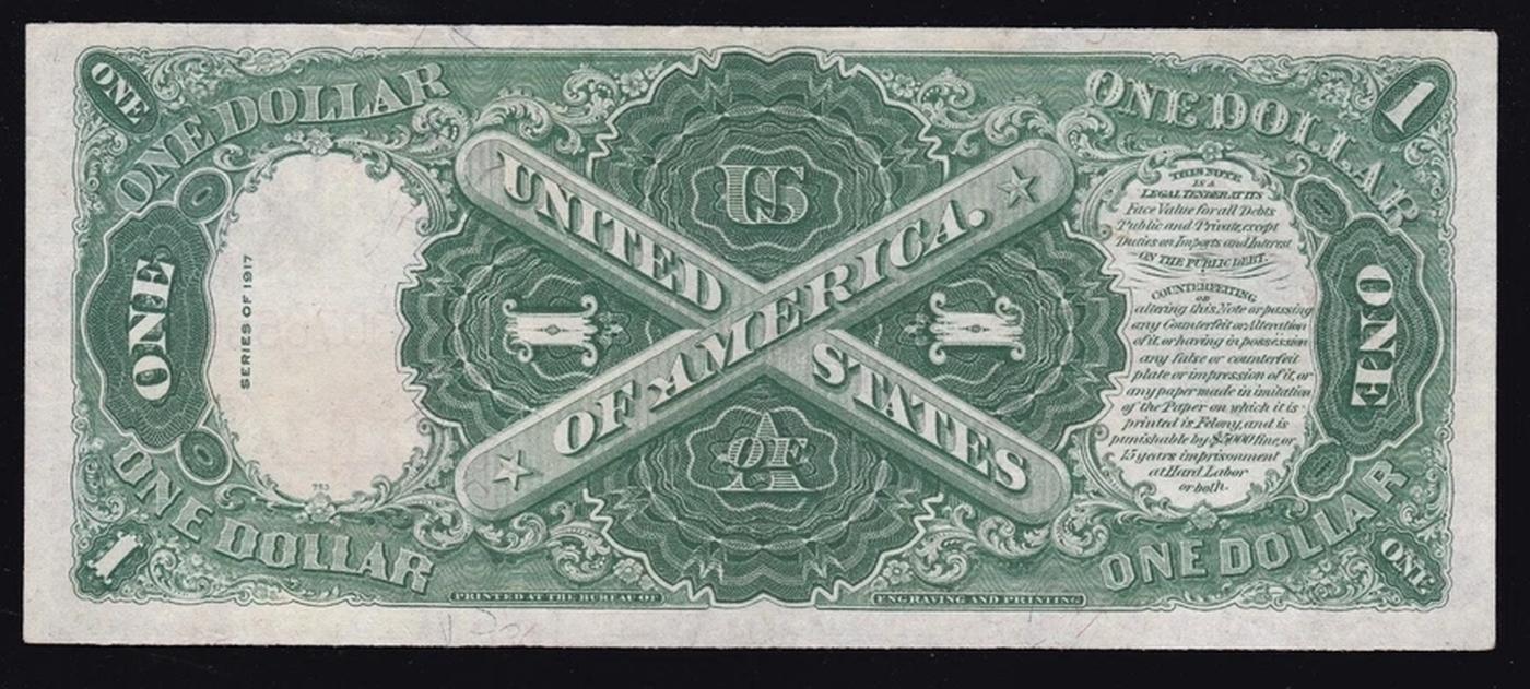 1917 $1 Large Size Legal Tender Note Grades Choice AU/BU Slider Signatures Teehee/Burke