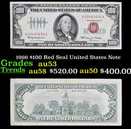 1966 $100 Red Seal United States Note Grades Select AU