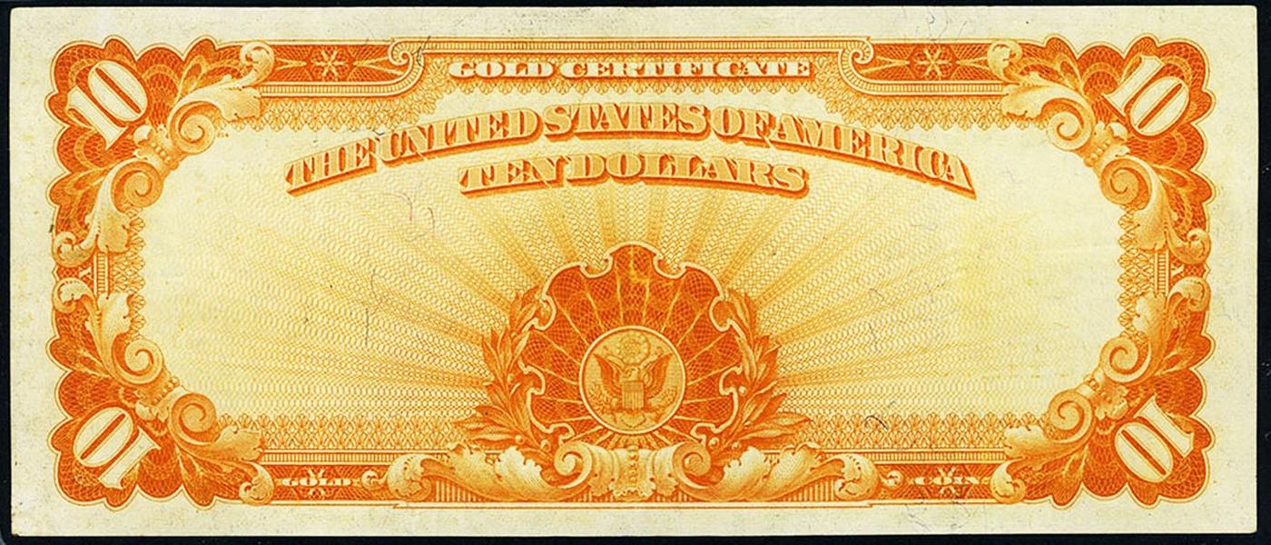 1922 $10 Large Size Gold Certificate Grades Select AU Signatures Speelman/White