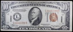 1934A $10 FRN Hawaii WWII Emergency Currency Grades Select AU