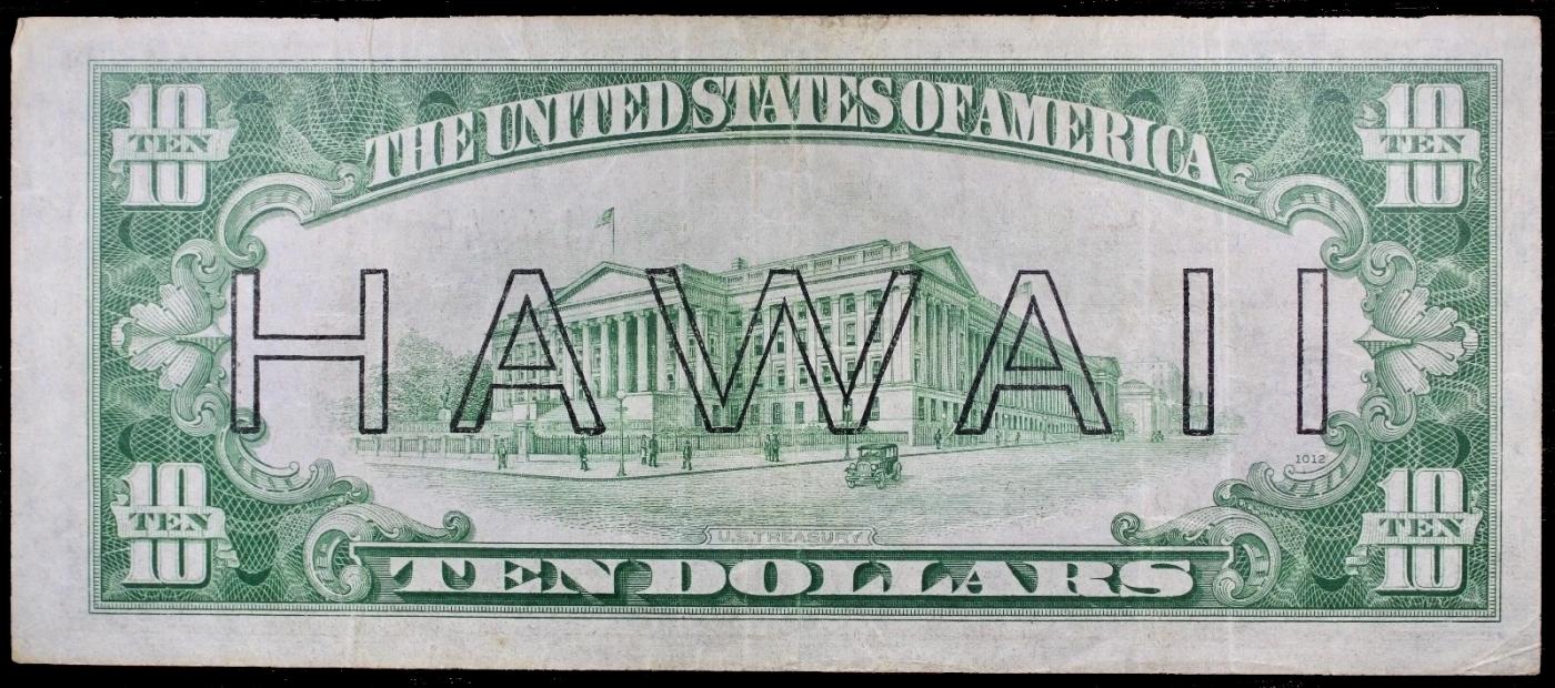 1934A $10 FRN Hawaii WWII Emergency Currency Grades Select AU