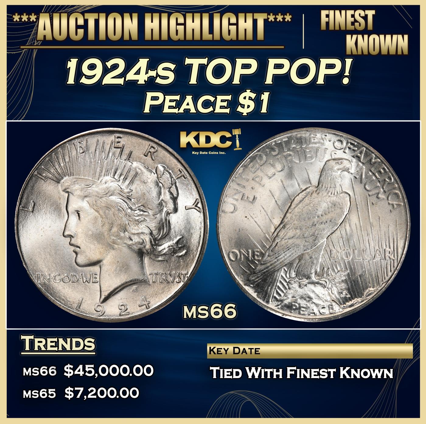 1924-s Peace Dollar TOP POP! $1 ms66 SEGS