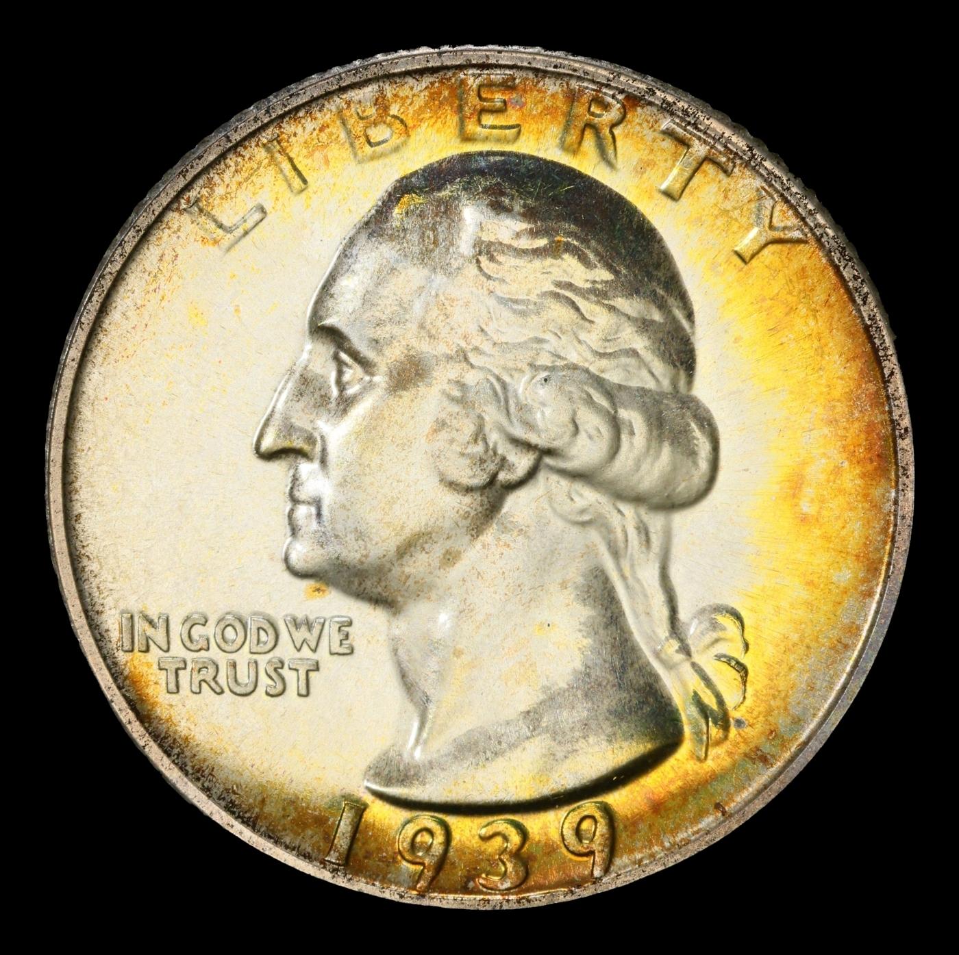 1939 Proof Washington Quarter Colorfully Toned TOP POP! 25c pr68 SEGS