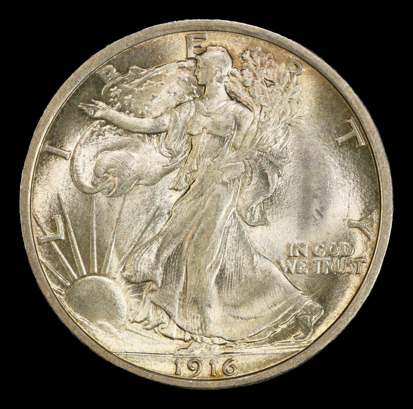 1916-p Walking Liberty Half Dollar Near Top Pop! 50c ms66+ SEGS