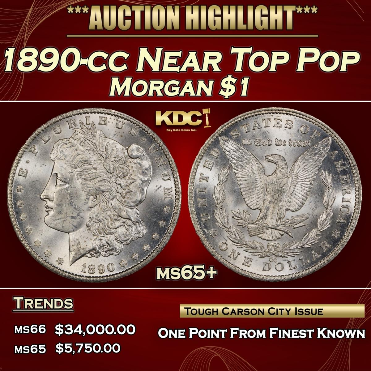 1890-cc Morgan Dollar Near Top Pop $1 ms65+ SEGS