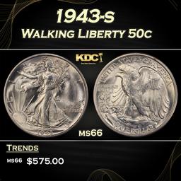 1943-s Walking Liberty Half Dollar 50c Grades ms66