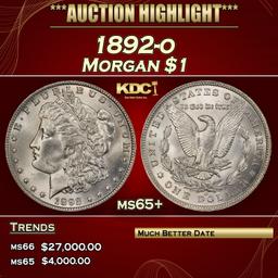 1892-o Morgan Dollar $1 ms65+ SEGS