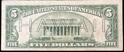 1934A $5 FRN Hawaii WWII Emergency Currency Key To Series Key To Series Grades vf++
