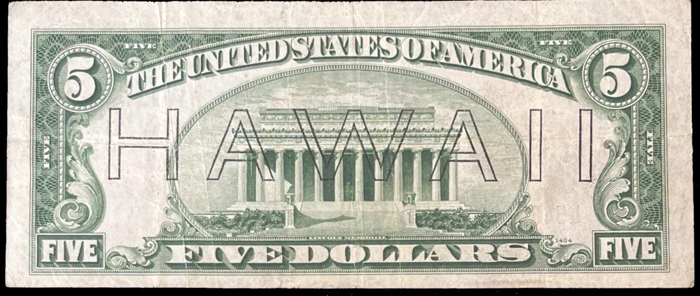 1934A $5 FRN Hawaii WWII Emergency Currency Key To Series Key To Series Grades vf++