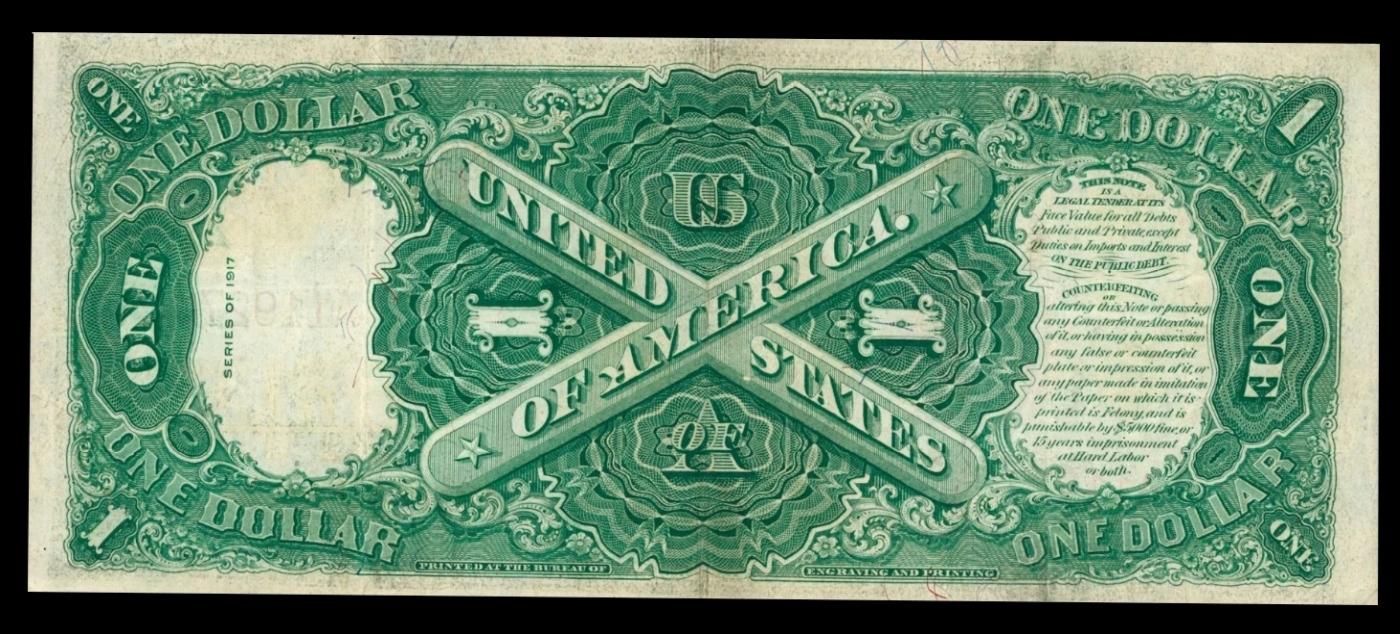 1917 $1 Large Size Legal Tender Note Grades Select AU Signatures Teehee/Burke