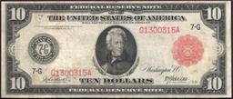 1914 $10 Large Size Red Seal FRN Rare Red Seal Chicago, IL Grades vf+ FR-898