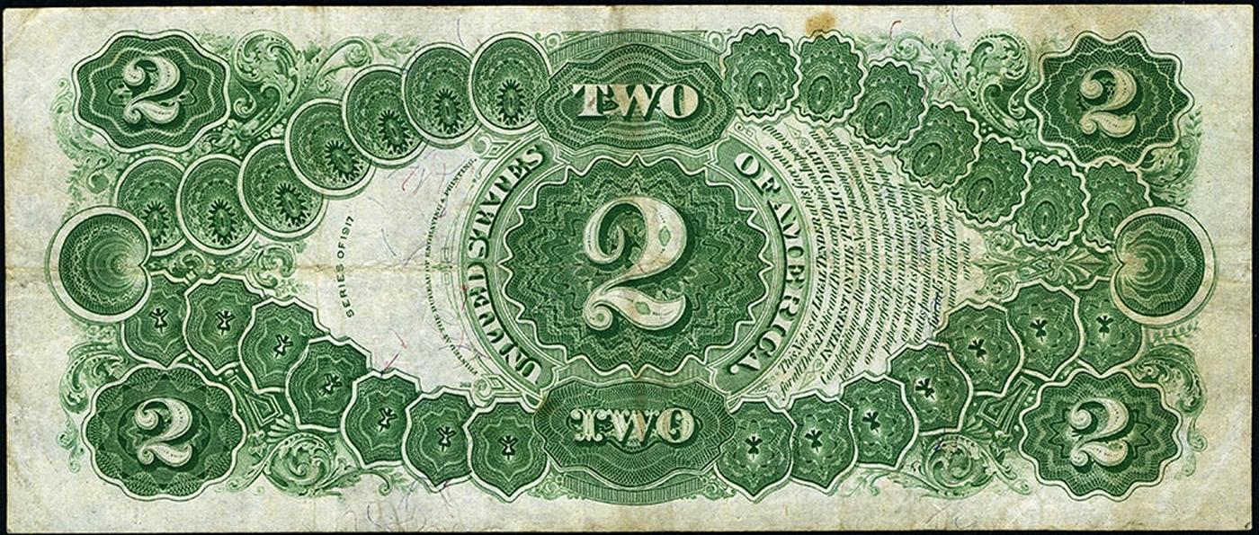 1917 $2 Large Size Legal Tender Note Thomas Jefferson Grades xf+ Signatures Speelman/White