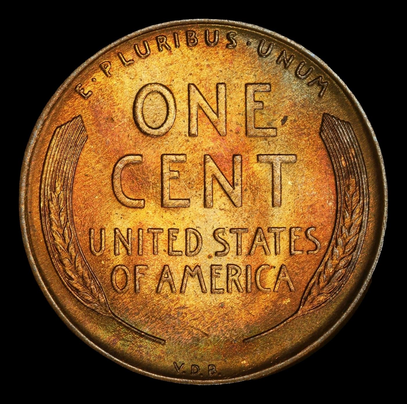 1909 VDB Lincoln Cent Near Top Pop 1c ms67+ rb SEGS
