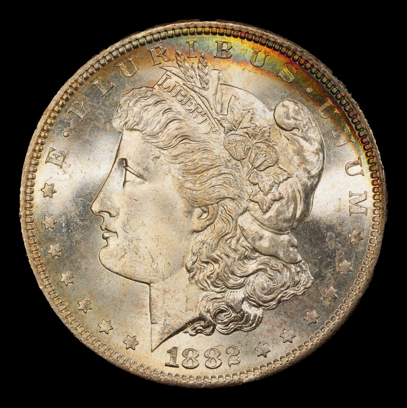 1882-s Morgan Dollar Rainbow Toned TOP POP! $1 ms68+ SEGS