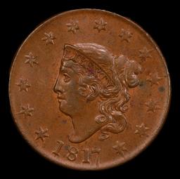 1817 13 Stars Coronet Head Large Cent 1c ms64+ BN SEGS