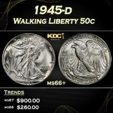 1945-d Walking Liberty Half Dollar 50c ms66+ SEGS