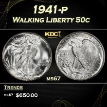 1941-p Walking Liberty Half Dollar 50c ms67 SEGS
