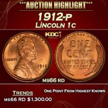 1912-p Lincoln Cent 1c ms66 rd SEGS