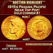 1915-s Panama Pacific Gold Commem Dollar Near Top Pop! 1 ms67 SEGS