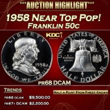 1958 Proof Franklin Half Dollar Near Top Pop! 50c pr68 DCAM SEGS