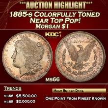 1885-s Morgan Dollar Colorfully Toned Near Top Pop! $1 ms66 SEGS