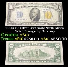 1934A $10 Silver Certificate North Africa WWII Emergency Currency Grades xf